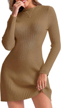 Saodimallsu Womens Long Sleeve Sweater Dress Bodycon Crew Neck Night