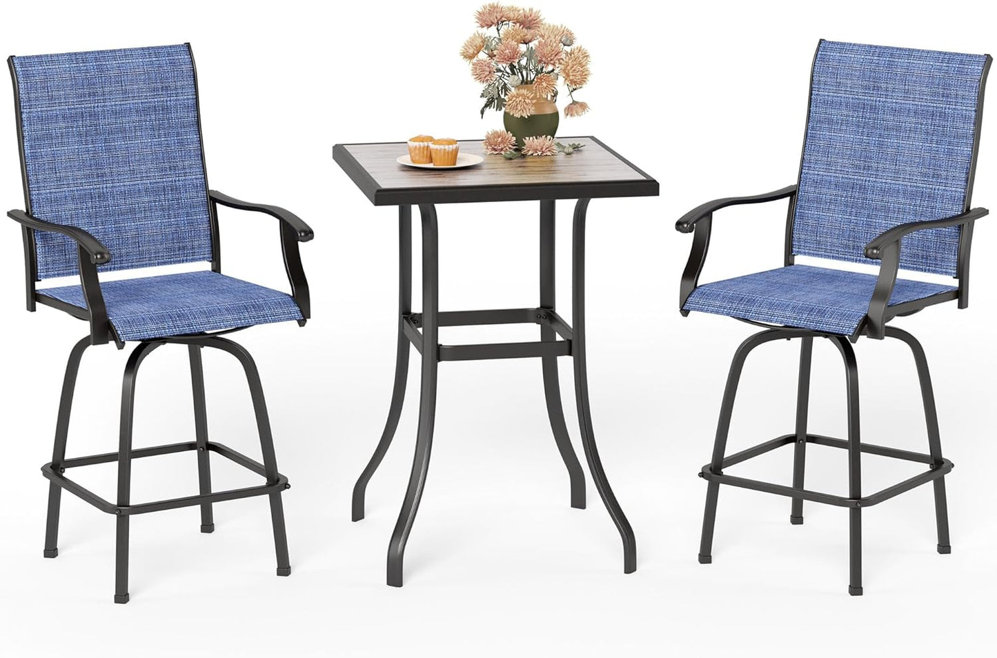 MFSTUDIO 3 Piece Outdoor Swivel Bar Set for Stylish Relaxation
