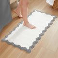 24x47 in Gray Scalloped Bath Mat - Plush Microfiber Absorbent