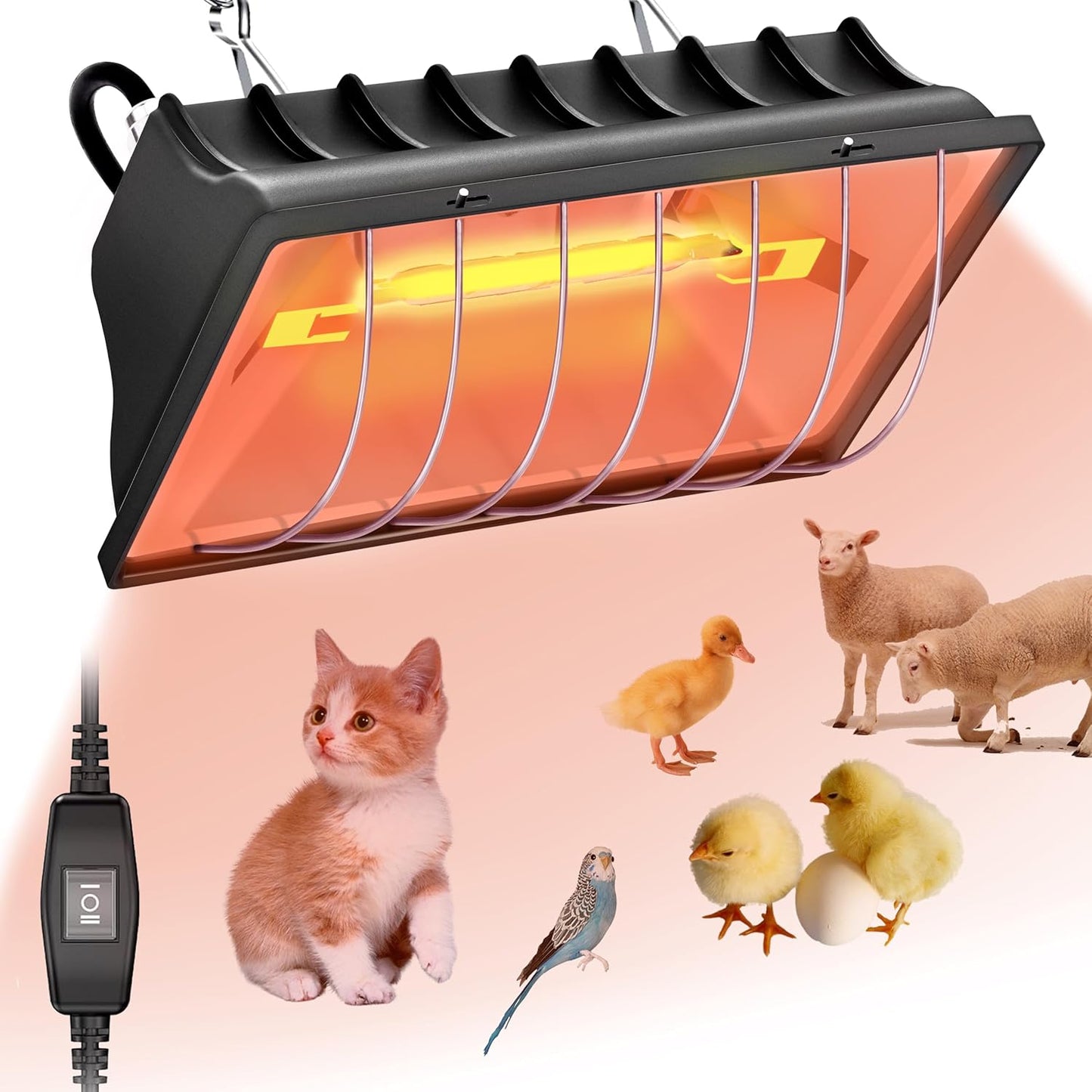 250W Adjustable Heat Lamp for Chicks & Poultry