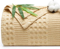 PHF Cooling Waffle Blanket Twin Size - Breathable Bamboo Cotton Blend