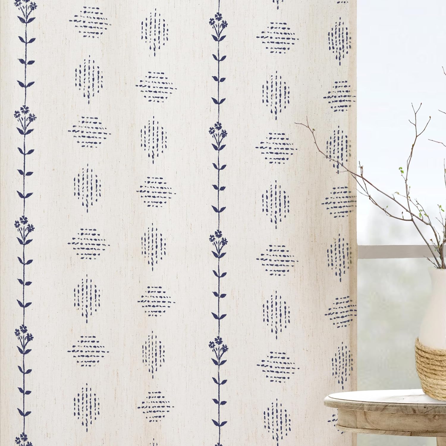 Coastal Curtains for Sliding Glass Doors in Navy Blue 96 in