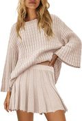 Womens 2 Piece Sweater Skirt Set - Cozy Knit Lounge and Skirt Set