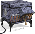 Heated Cat House for Outside - Insulated Outdoor Shelter with Escape