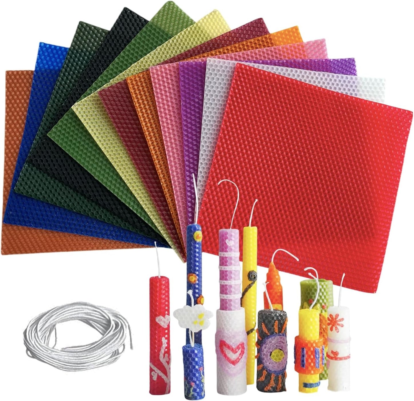 Vibrant 12-Color Beeswax Sheets for DIY Candle Making