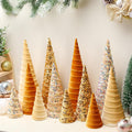 Christmas Velvet Trees Set Various Sizes - Minimalist Gold Centerpiece