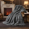 Faux Fur Throw Blanket 60x80 in Cationic Wolf Gray - Ultra Soft Plush