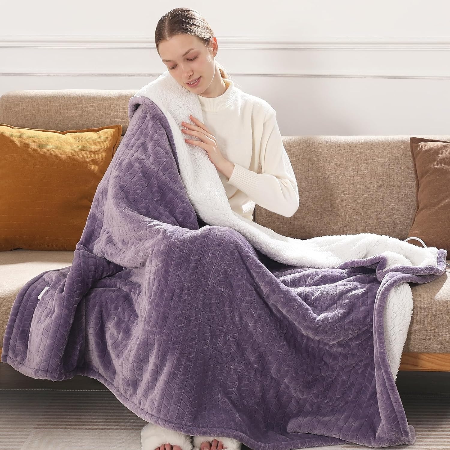 Electric Throw Blanket Heated Throw 50in x 60in for Cozy Warmth
