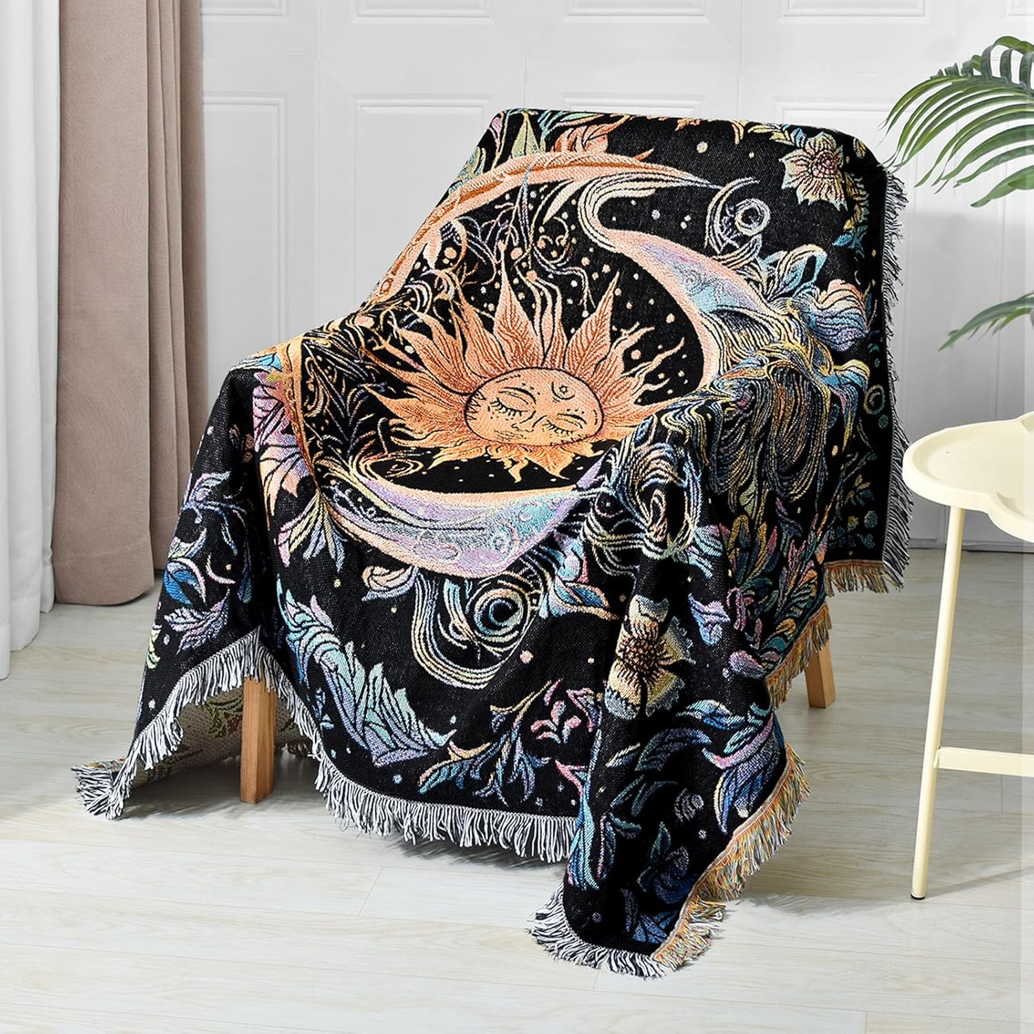Boho Throw Blanket Reversible Cotton by Shesyuki for All Seasons