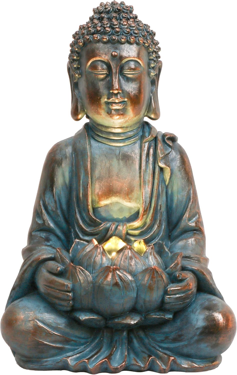 Meditating Buddha Statue with Solar Lights for Garden Decor