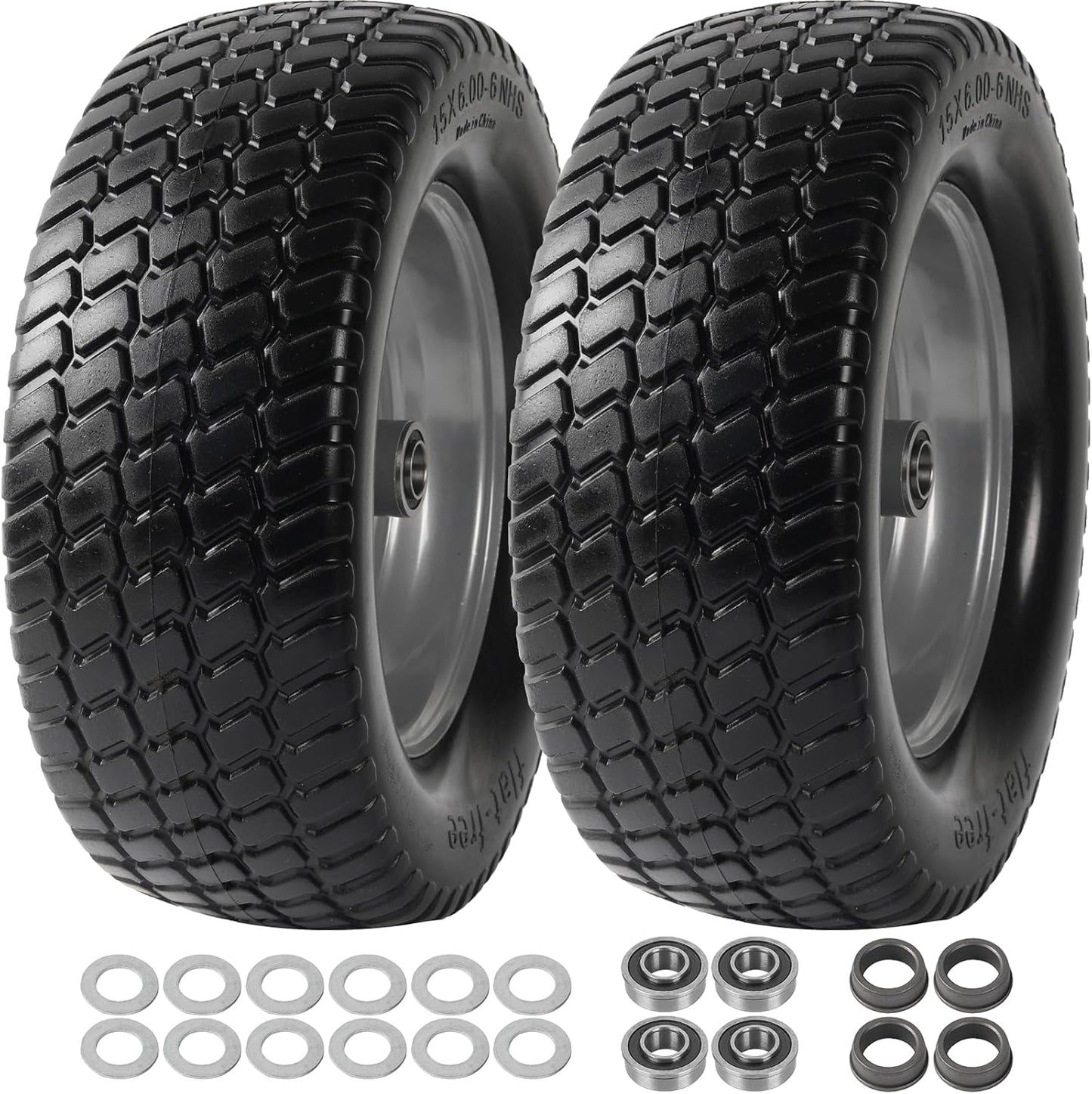 Flat Free 15 x 6.00-6 Lawn Mower Tires for John Deere Mowers