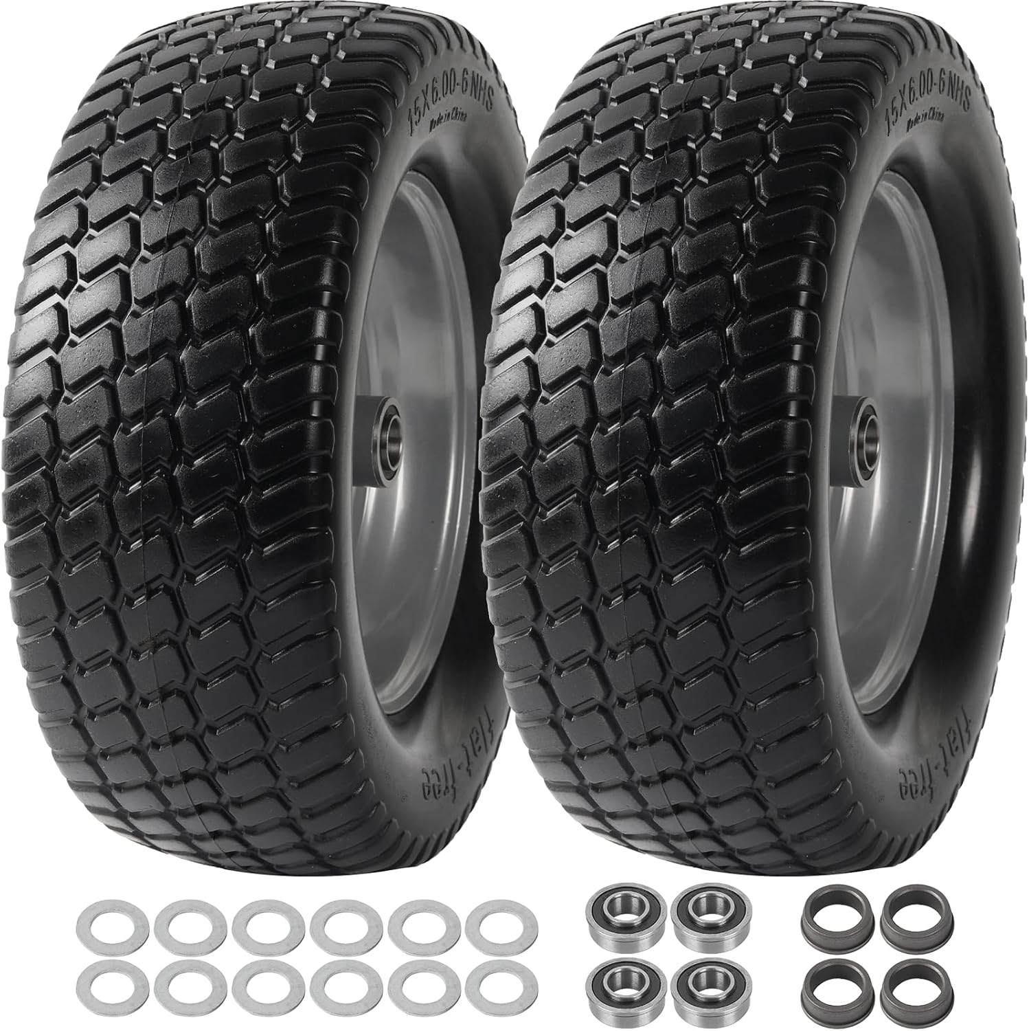 Flat Free 15 x 6.00-6 Lawn Mower Tires for John Deere Mowers