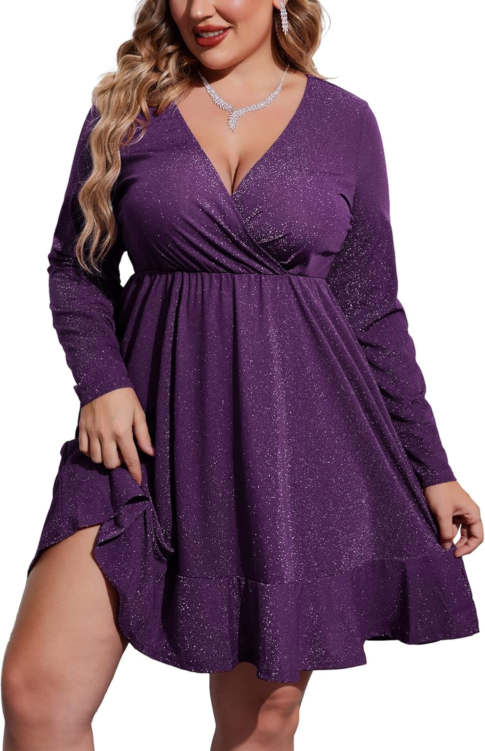 IN'VOLAND Plus Size Womens Glitter Dress for Parties and Events