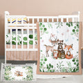 3 Pcs Baby Crib Bedding Set Safari Animals Dinosaurs - Soft Woodland