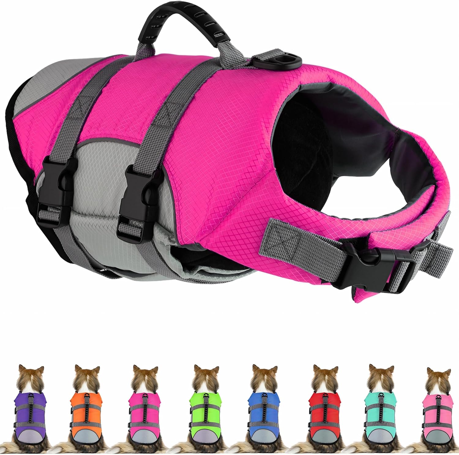 Dog Life Jacket with Rescue Handle for Safe Swimming & Boating