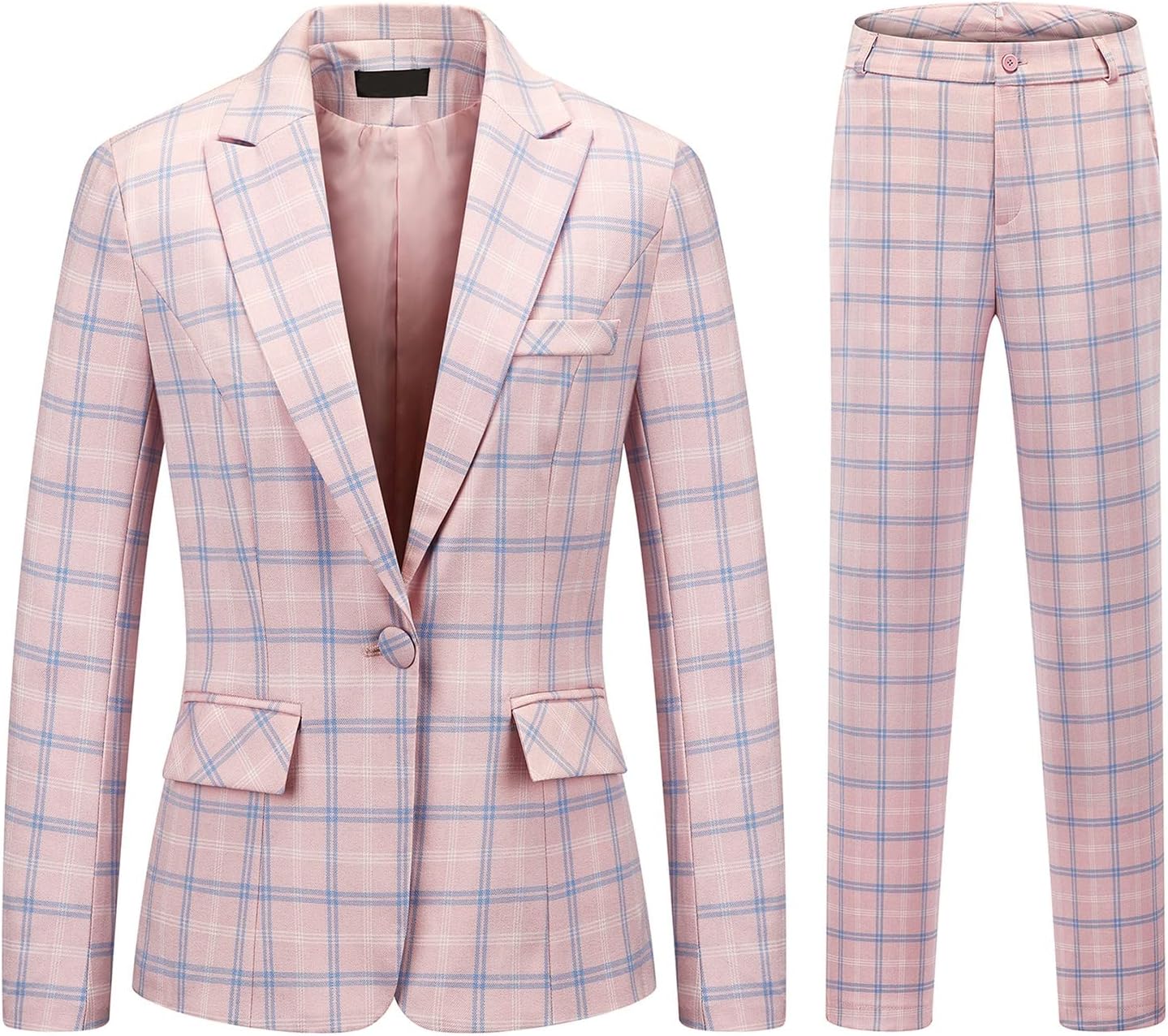 Womens 2 Piece Plaid Suits Set for Business Office Style