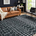Moroccan Black Area Rug 6x9 - Ultra-Thin Non-Slip Living Room Rug