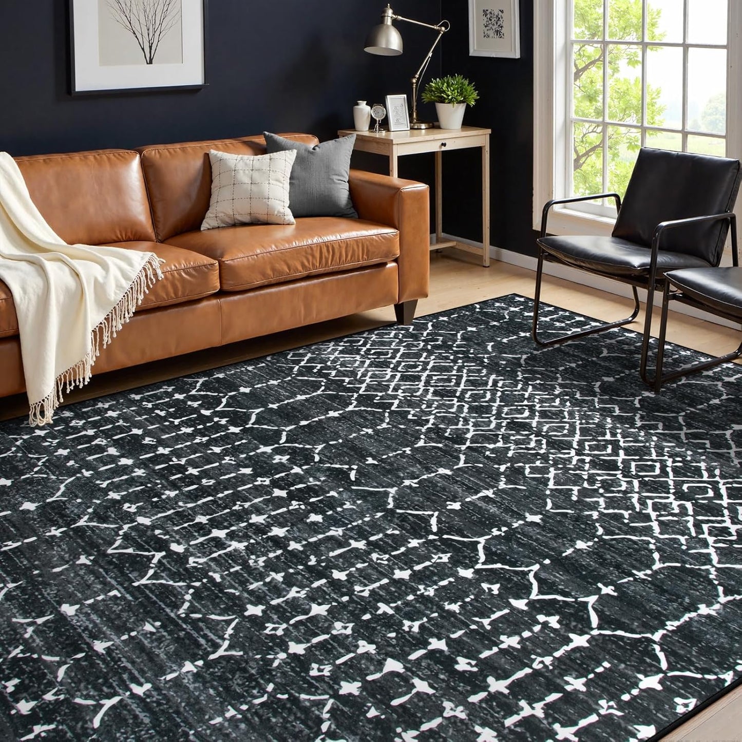 Lahome Moroccan Black Area Rugs 6x9 for Living Room and Dining
