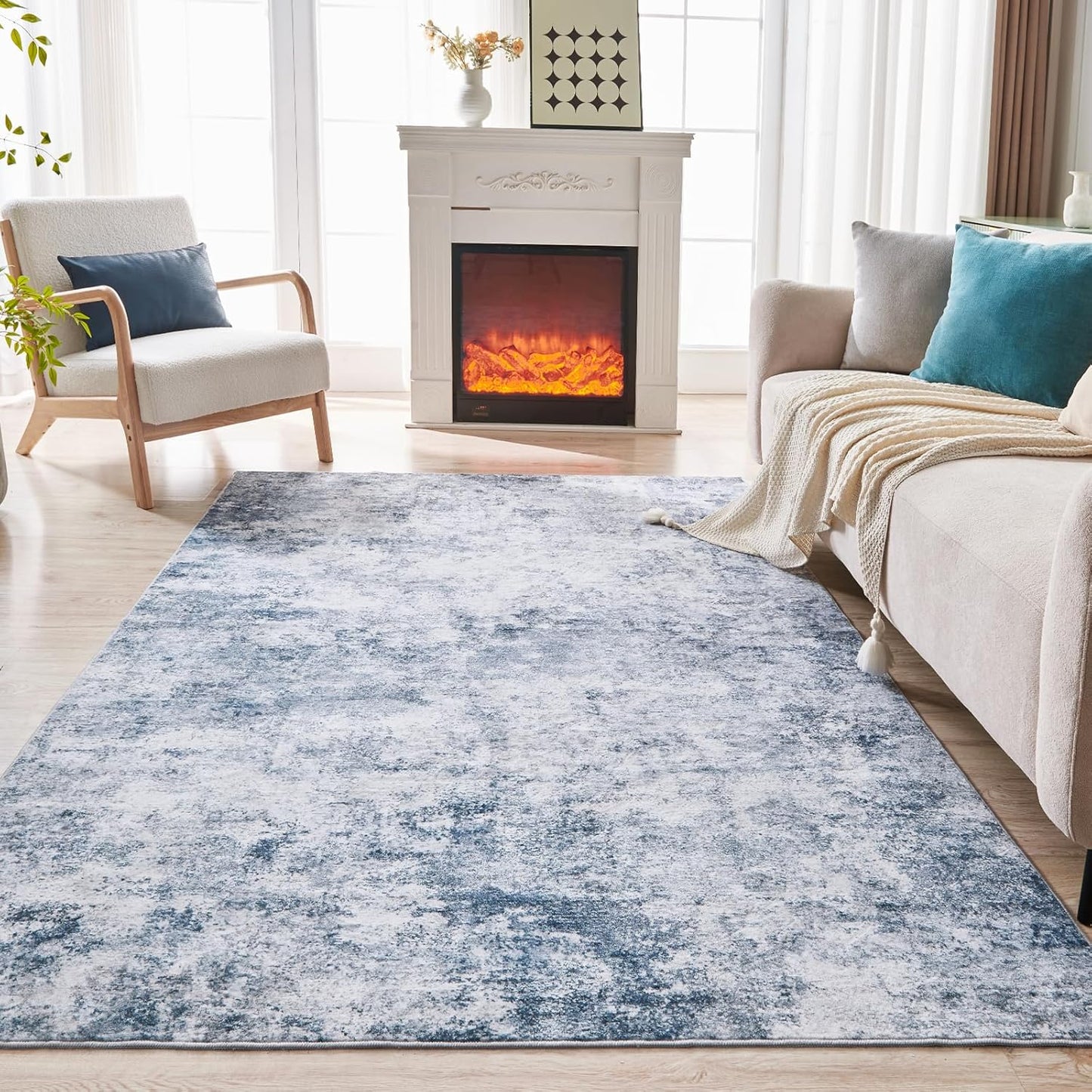 Modern Abstract Area Rugs for Living Room - Non Slip Design