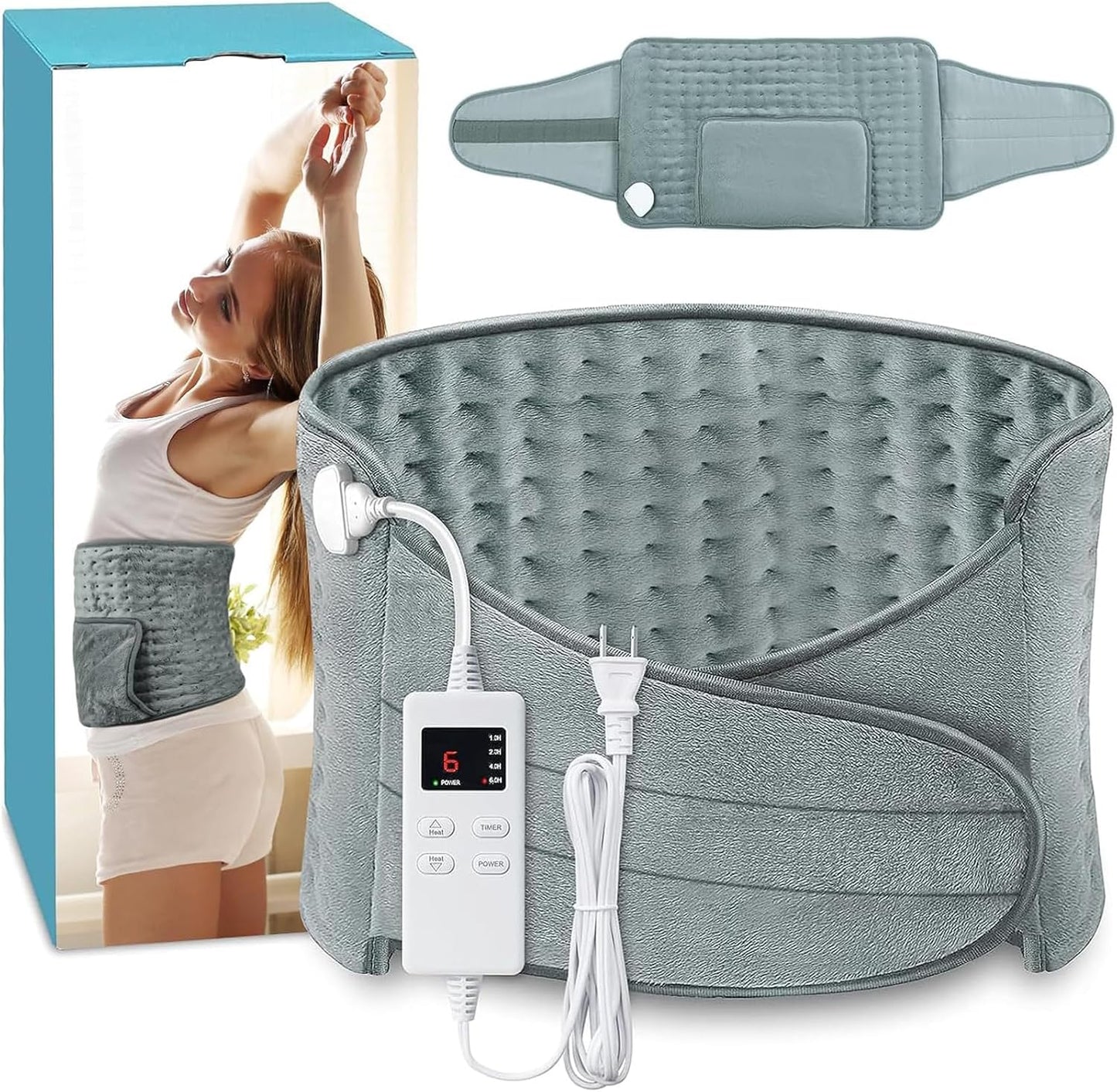 Heating Pad for Back Pain Relief with Adjustable Belt and Timer