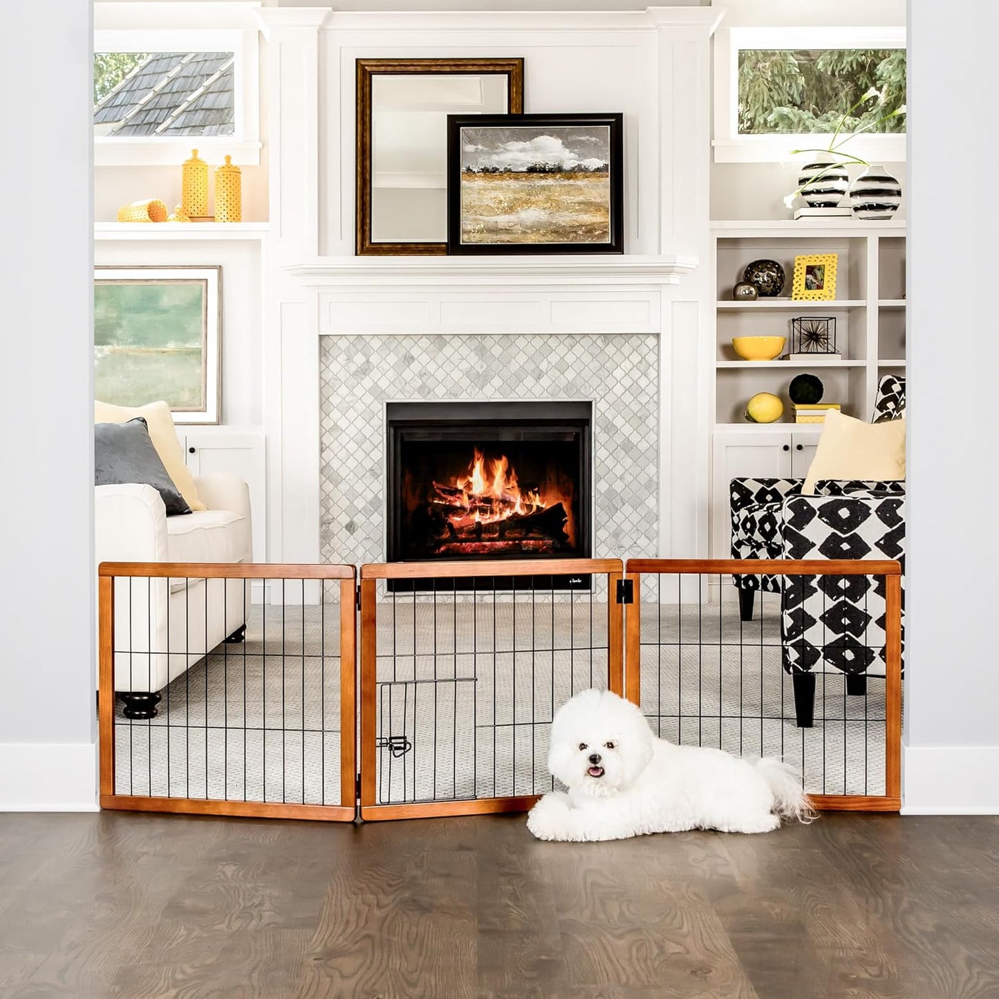 Premium Wooden Pet Gate, Super Wide Design
