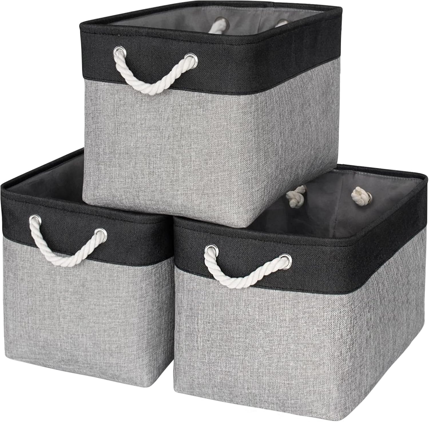 TheWarmHome Storage Basket for Organizing - 3 Pack Fabric Bins