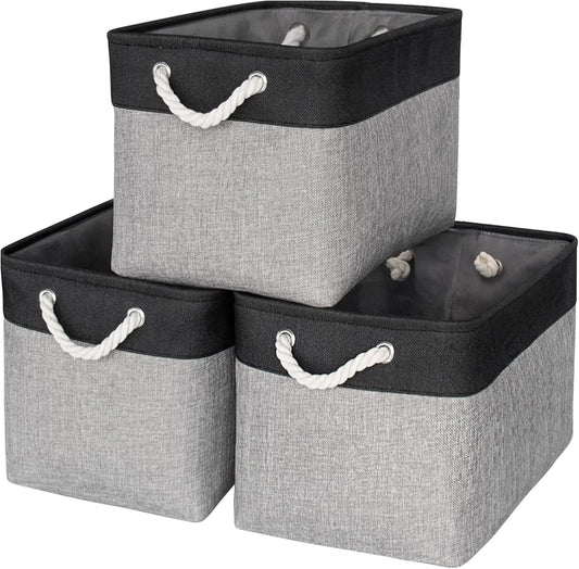 TheWarmHome Storage Basket for Organizing - 3 Pack Fabric Bins