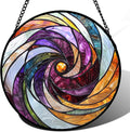 Stained Glass Window Hanging Colorful Spiral Suncatcher - 11.8 in