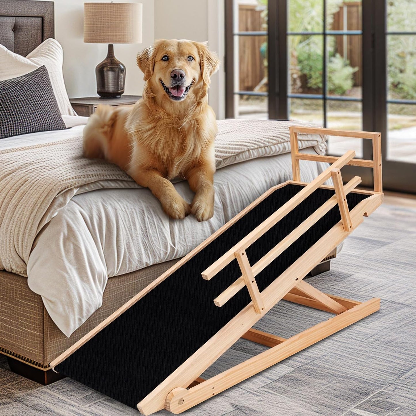 Adjustable Height Folding Pet Ramp for High Beds & Sofas