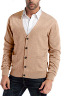 Men's Wool Blend V Neck Cardigan Sweater - Button Front Comfort