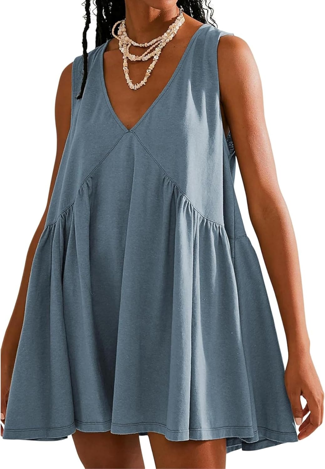OPCAKM Women's V Neck Sleeveless Mini Dress for Summer Fun