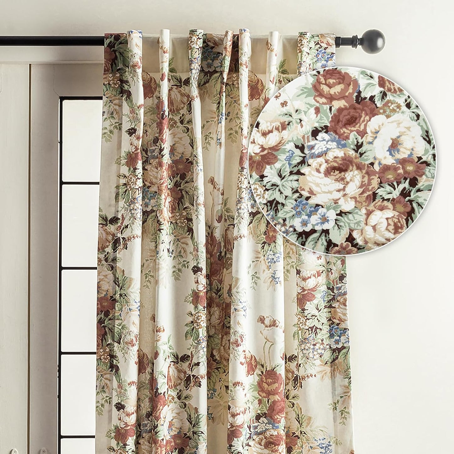 Elegant 100% Cotton Light Filtering Curtains for Living Room