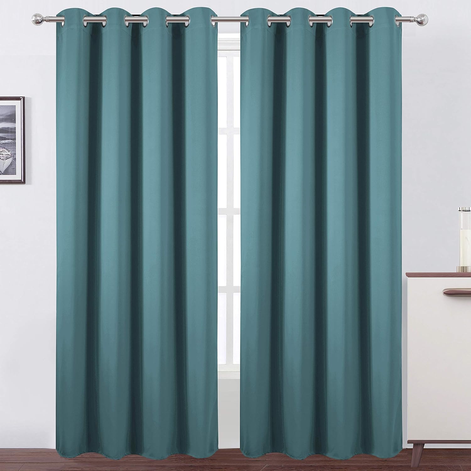 LEMO Sea Teal Thermal Blackout Curtains for Room Darkening
