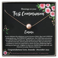 Personalized First Communion Gifts for Girls - Floating Pearl Necklace