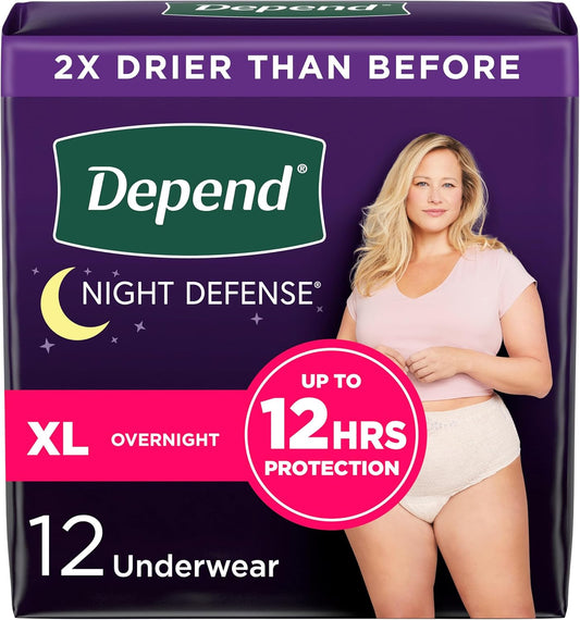Depend Night Defense XL Overnight Underwear 12ct