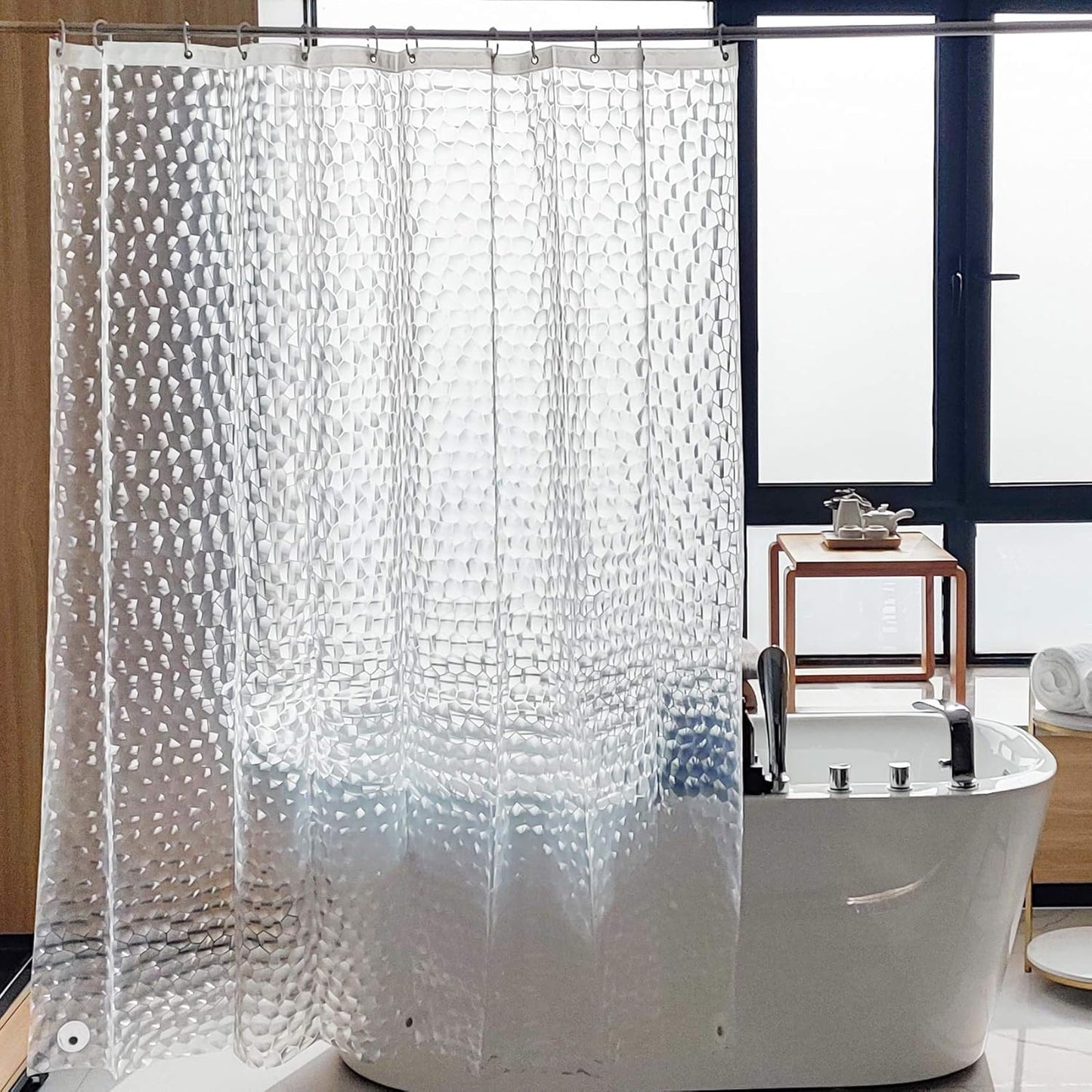NTBAY Clear Shower Curtain - Water-Repellent & Magnetic, 72x72