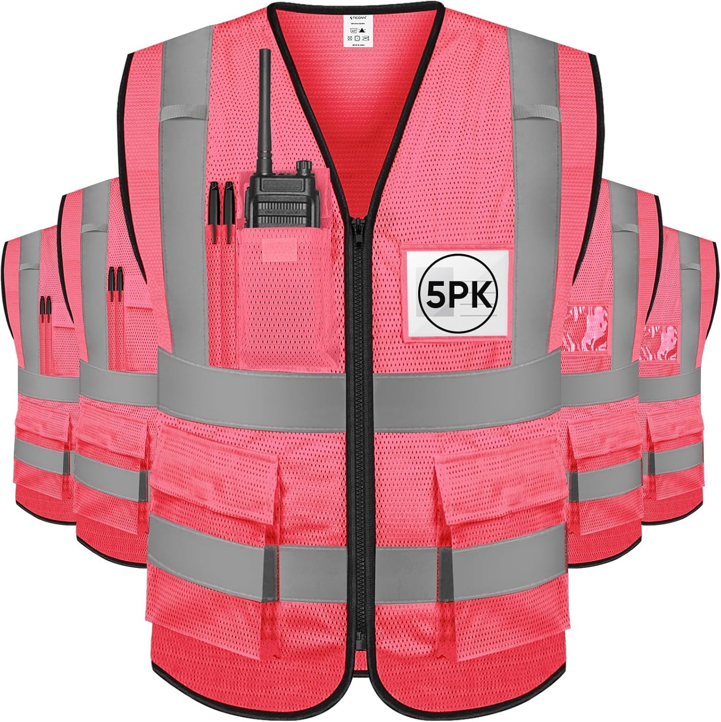 TICONN Reflective Safety Vest High Visibility Class II Mesh Vest