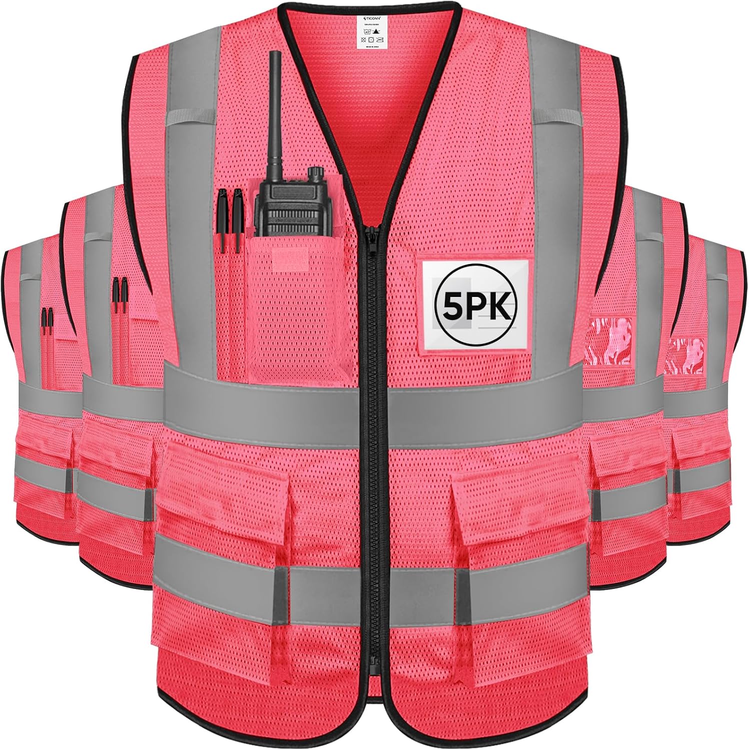 TICONN Reflective Safety Vest High Visibility Class II Mesh Vest