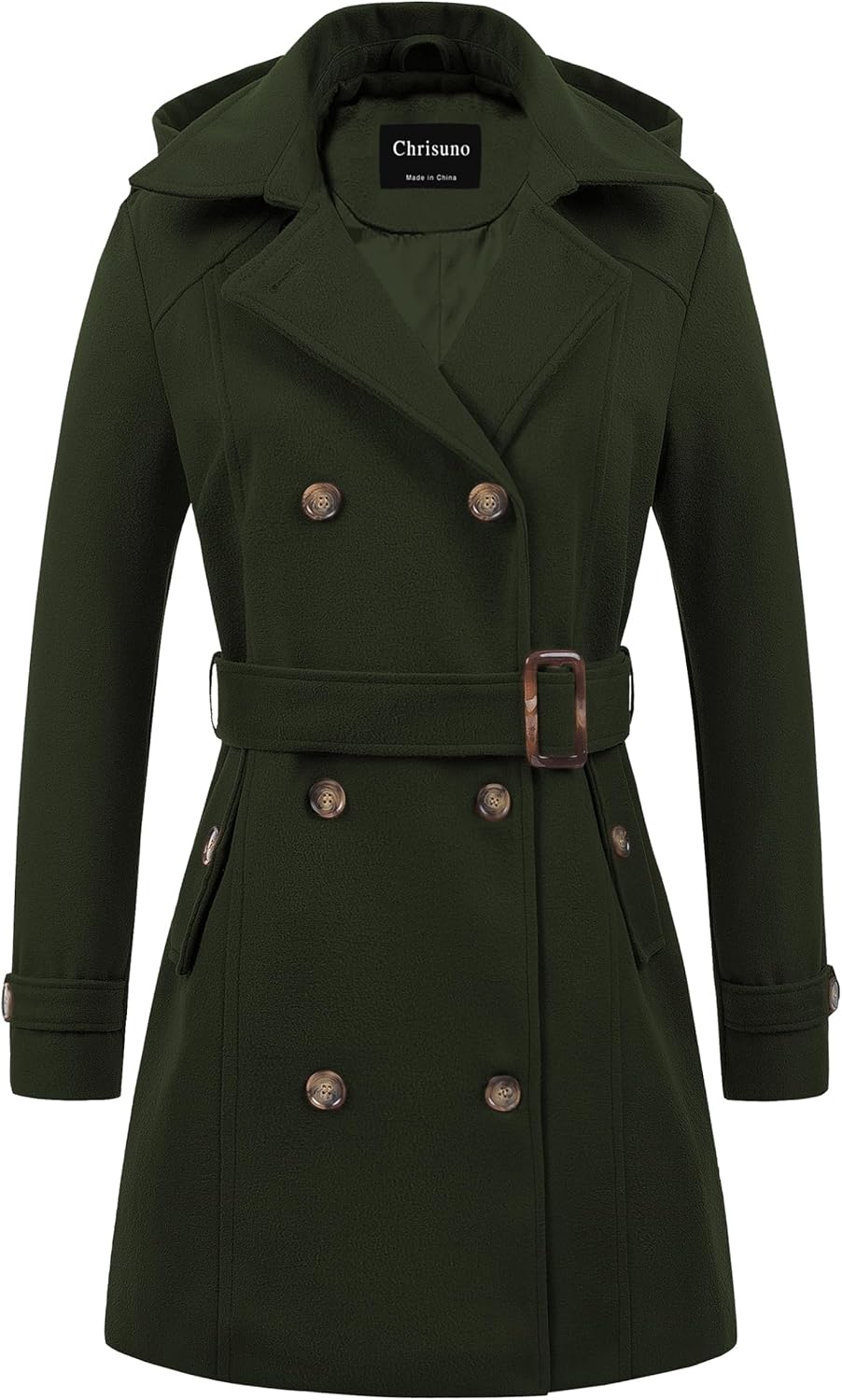 Chrisuno Women's Double Breasted Pea Coat for Winter Style