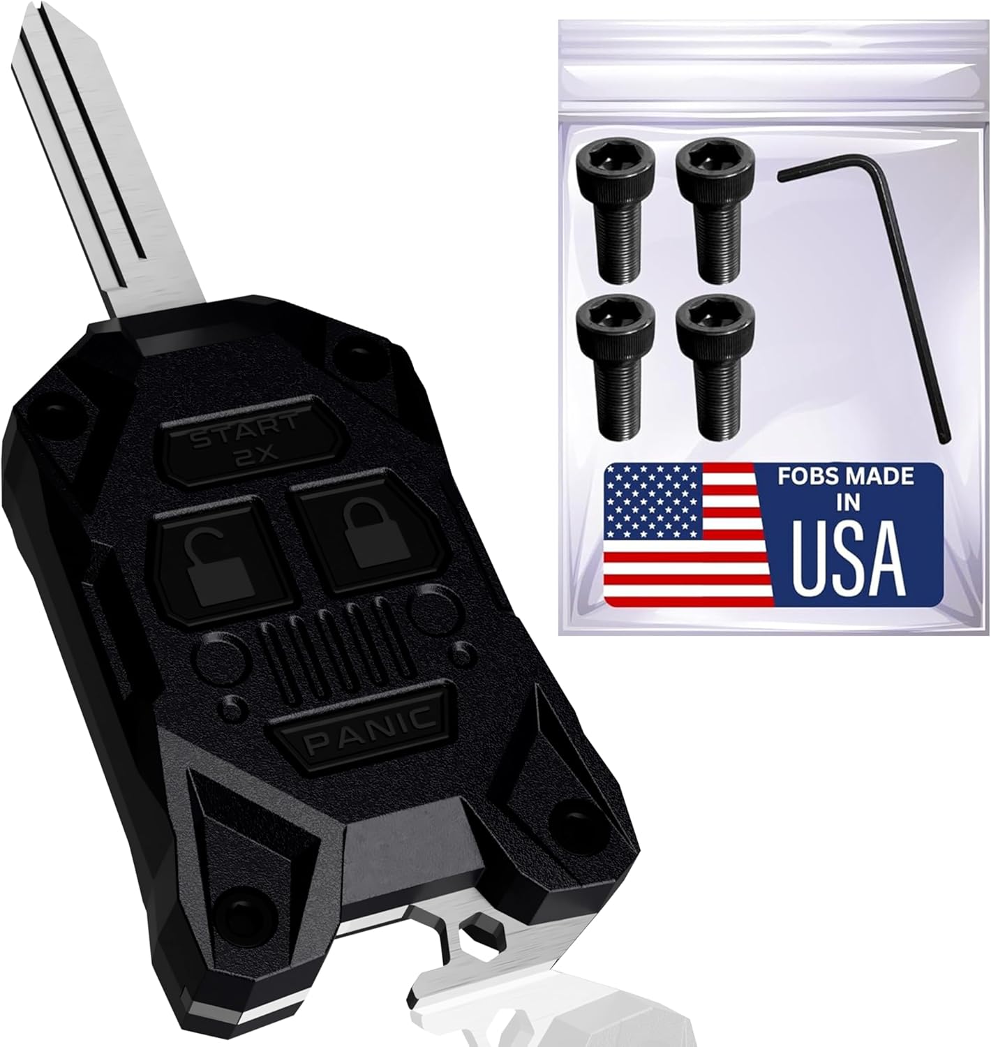 Rugged Replacement Key Fob Shell for Jeep with Built-in Opener