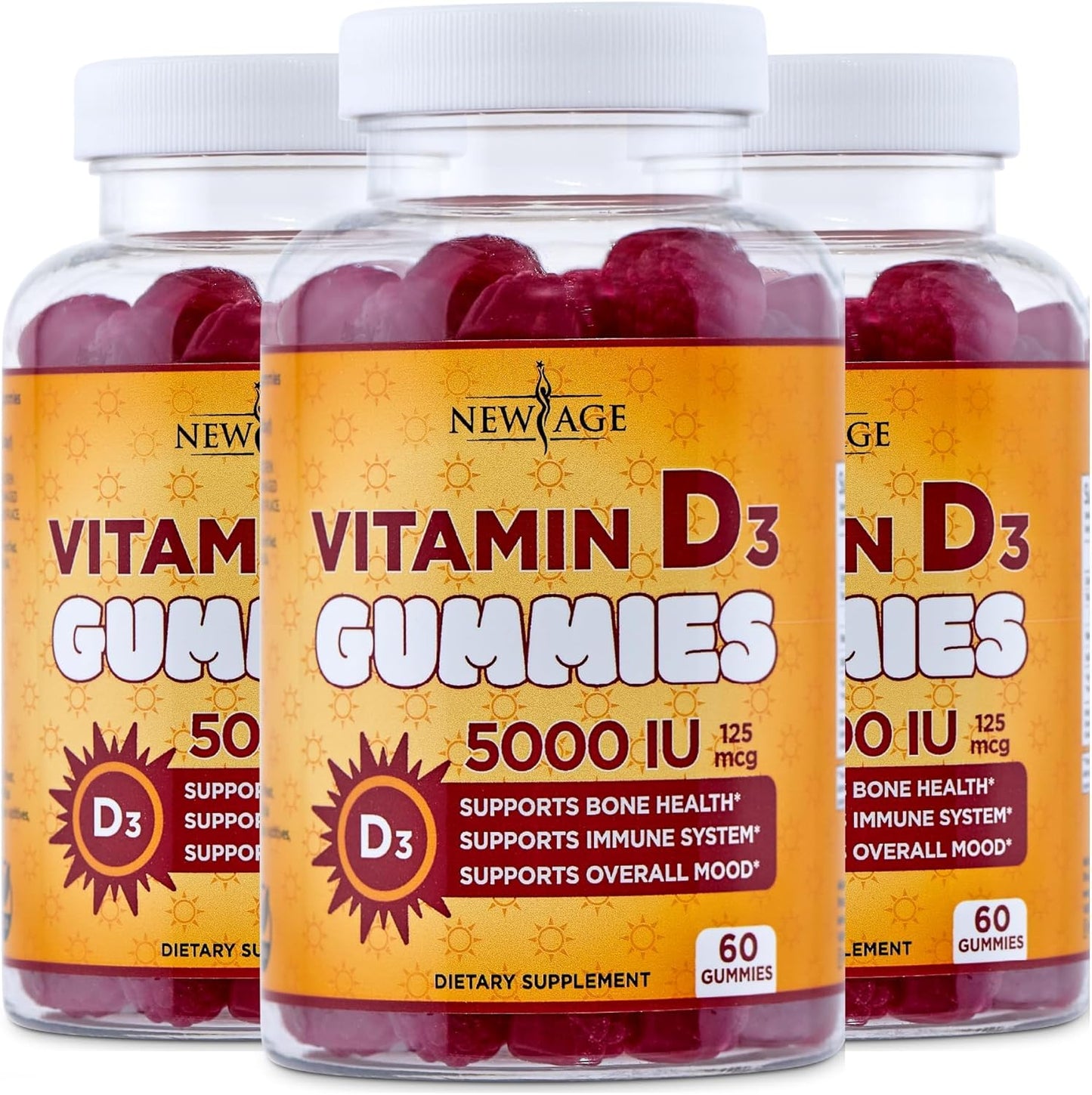 NEW AGE Vitamin D3 Gummies 5000 IU for Immune Support