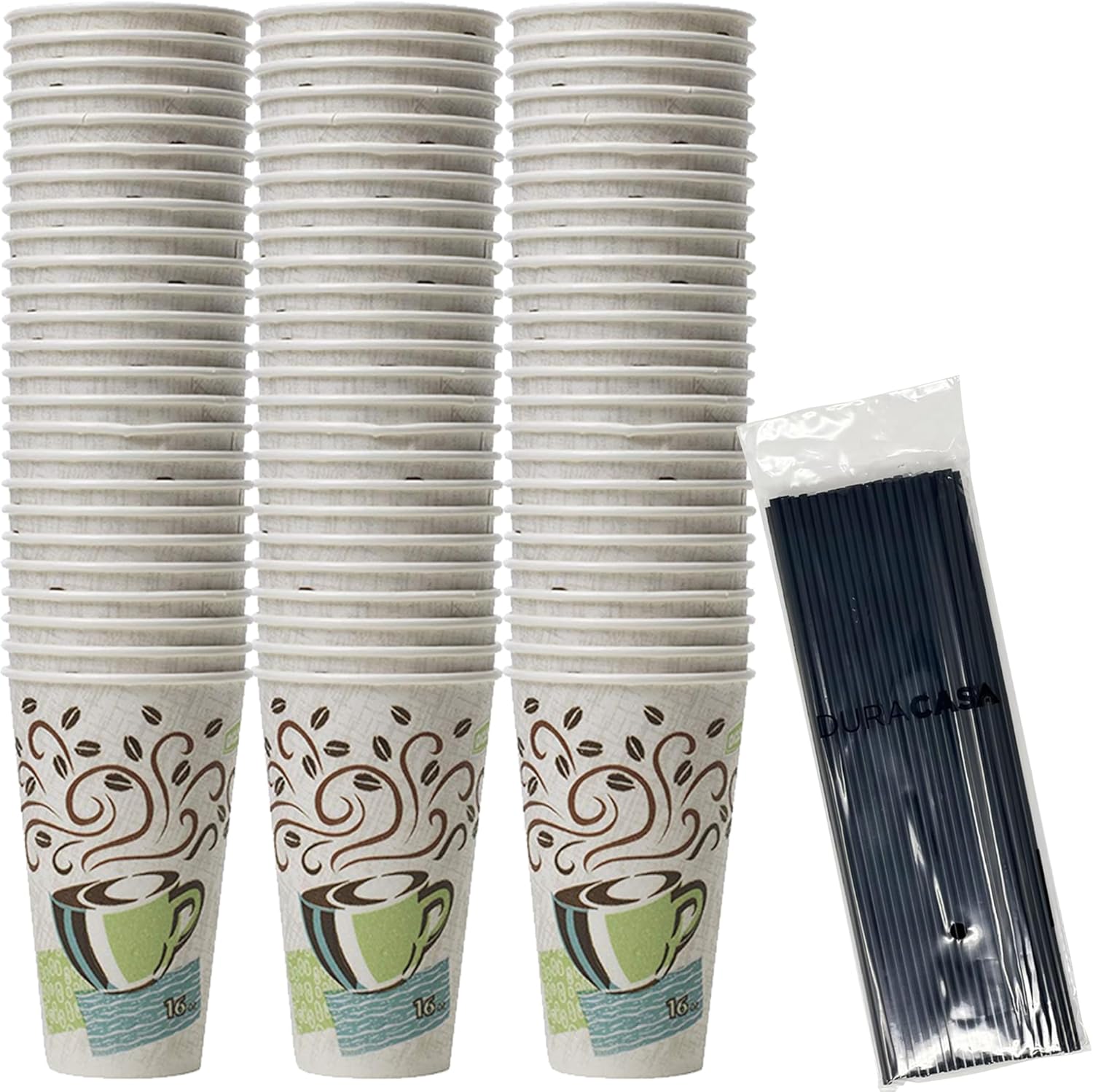 Dixie PerfecTouch Hot Cup Bundle - 75 Cups & Straws