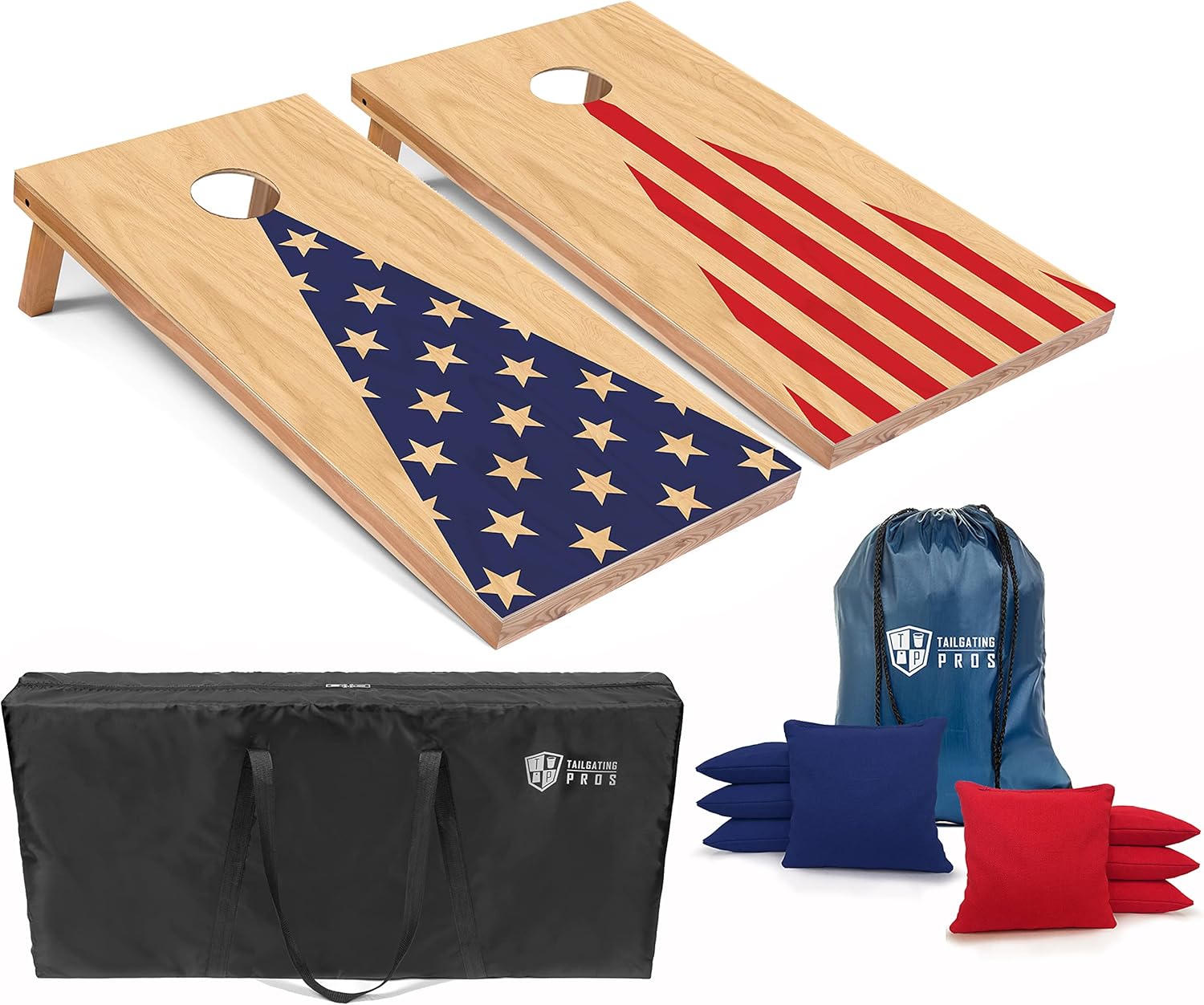 Tailgating Pros Cornhole Board Set with LED Lights and Bags