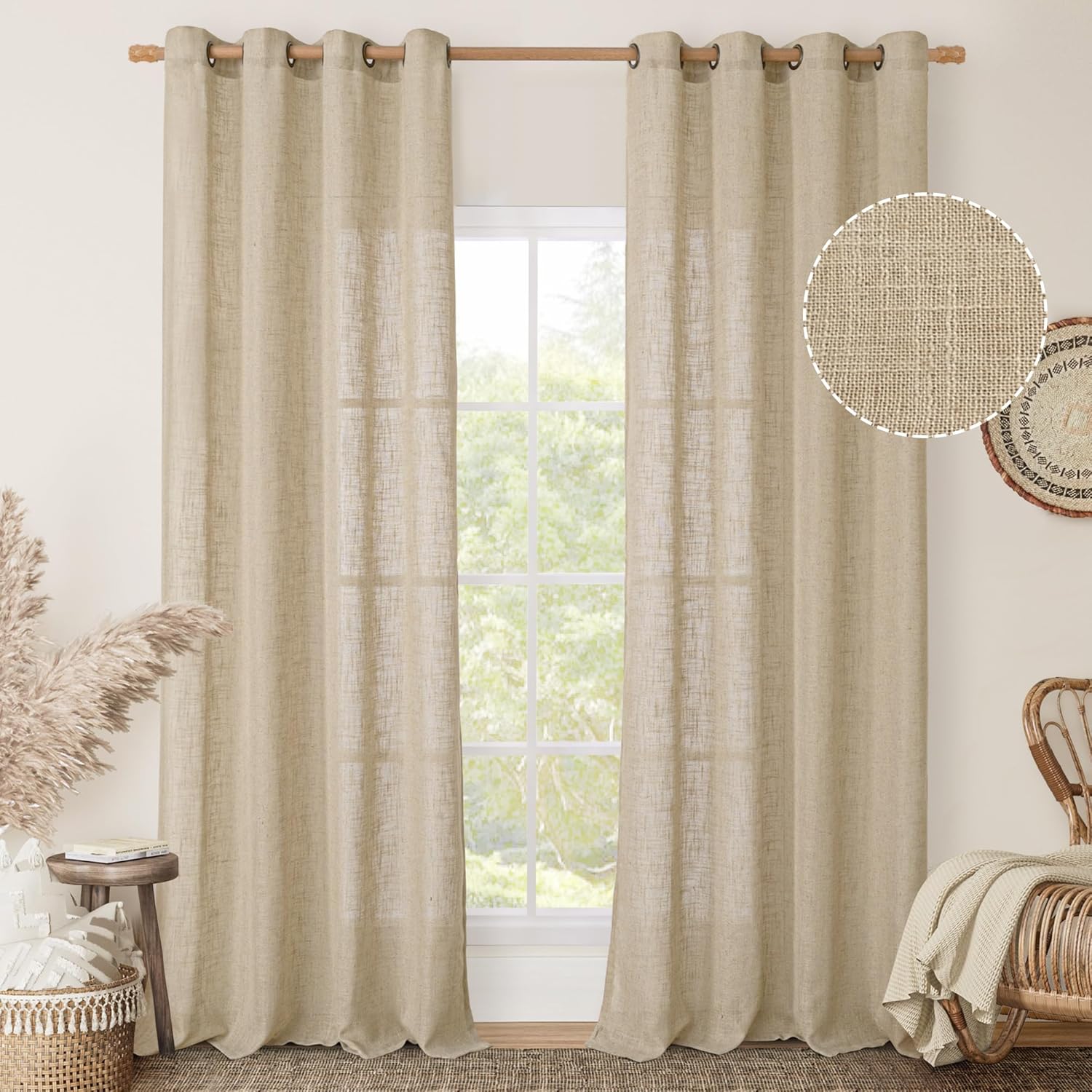 Light Filtering Sheer Linen Curtains for Elegant Home Decor