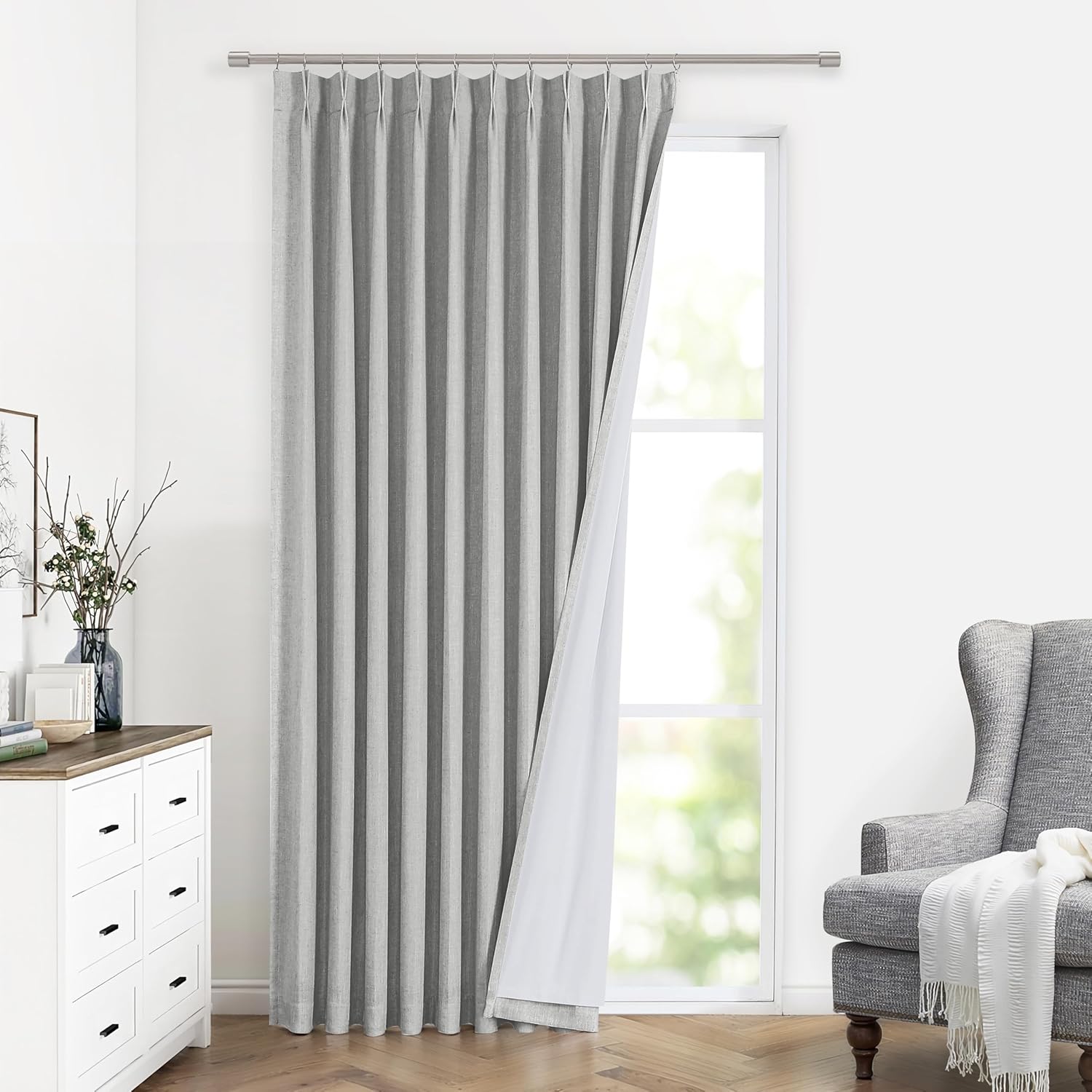 Light Gray Pinch Pleated Blackout Curtains for Elegant Spaces
