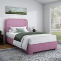Twin Size Boucle Bed Frame with Headboard - Soft Rose Pink