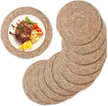 13.8 in Round Placemats Set of 10 - Handwoven Rattan Chargers