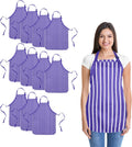 DALIX Pinstripe Purple/White Kitchen Apron (12) - Durable Poly Cotton