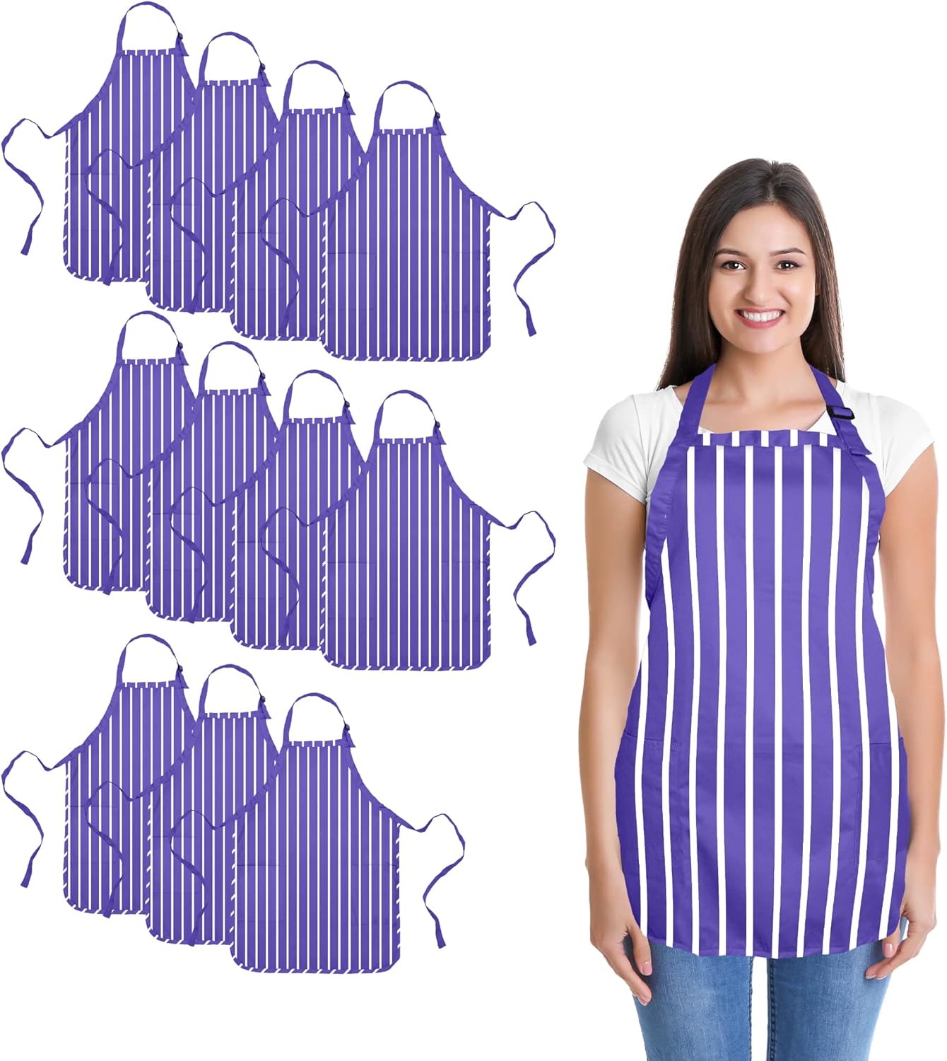 DALIX Apron Commercial Kitchen Bib with 2 Pockets for Home Use