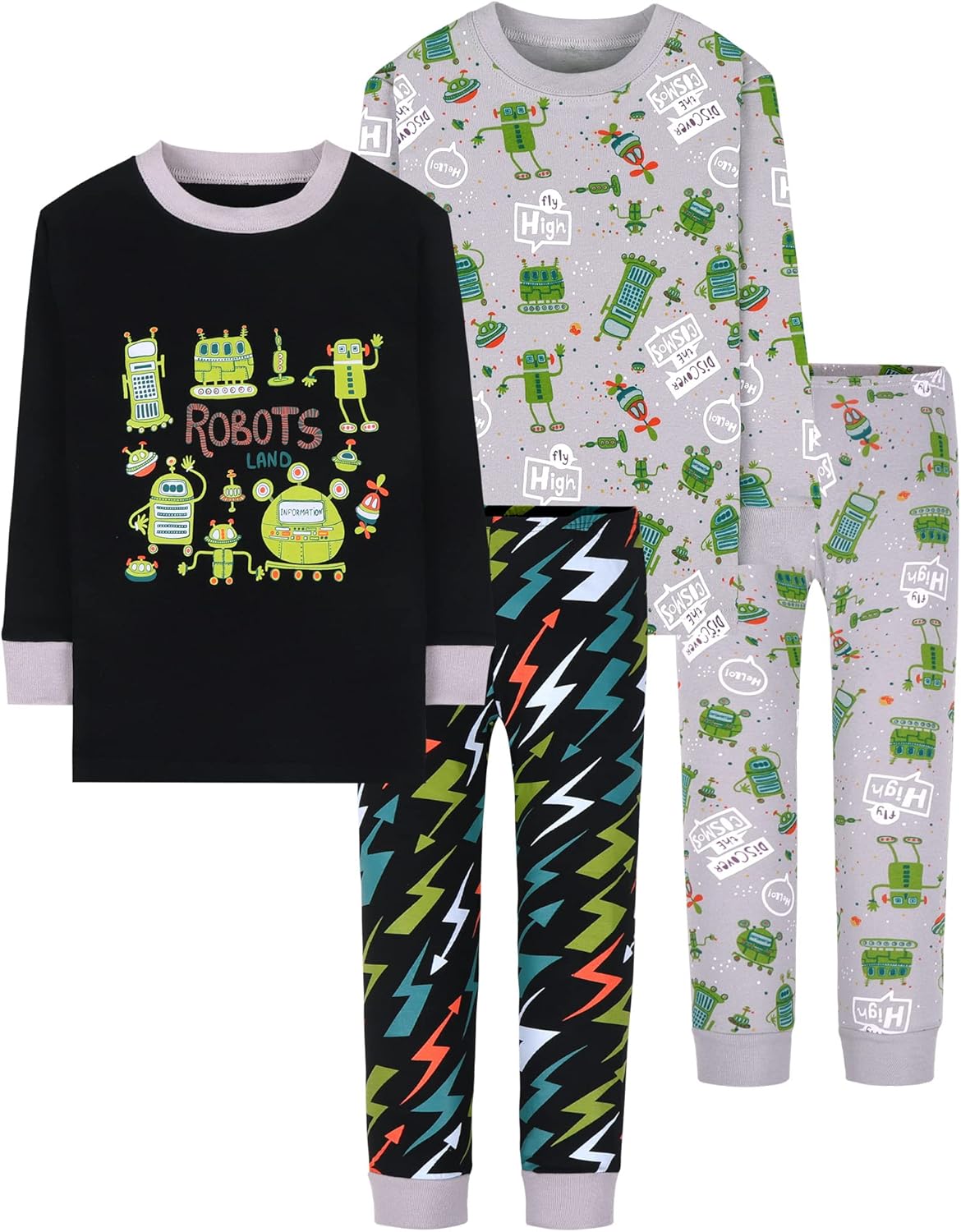 Boys Long Sleeve Pajamas Set for Ages 18 Months to 12 Years